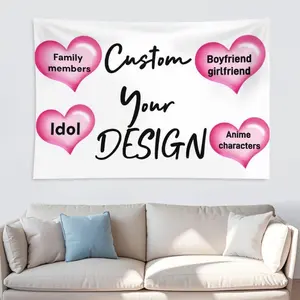 Custom Tapestry Upload Images Banners Personalized Wall Decor Customized Tapestry Flag Poster Banner for Bedroom/Wedding/Birthday Party/Mother's Day Gift Home Goodsvalentine's wall decor flags mothersdaygift