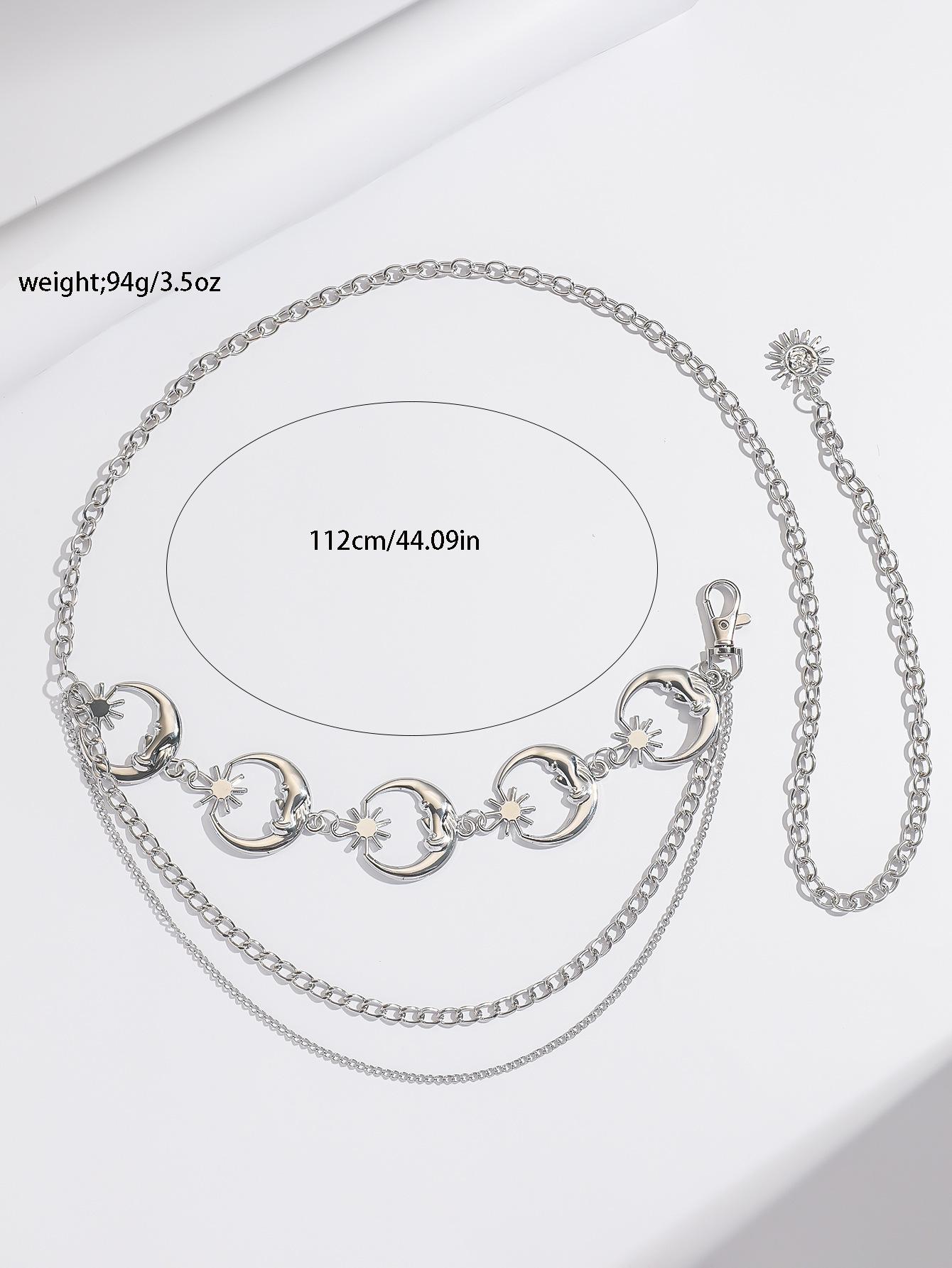 Vintage Moon Star Pendant Waist Belt| Hip Hop Metal Body Chain| Trendy Goth Accessory