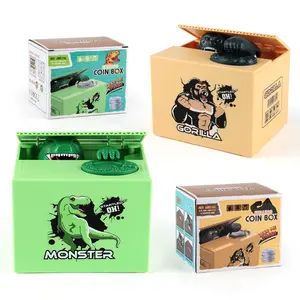 Dinosaurs Piggy Bank for Kids 3+, Automatic Stealing Coin Bank for Money Saving, Funny Dinosaurs Toys for Kids Boys Girls Ages 3+, Creative Christmas Sock Stuffing Birthday Gifts, Requires 2 Aa Batteries