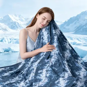 Cooling Blanket for Hot Sleepers Summer Throw Blanket Dark Blue Throw XL Size 50"x70" Q-Max>0.5 Reversible Lightweight Cold Blankets for Night Sweats Ice Bed Throw Blanket for Sleeping Bed Couch Sofa