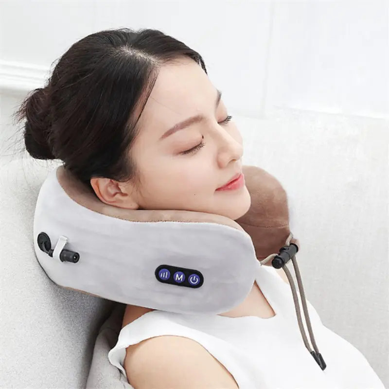 U-Shape Neck Massage Pillow, Electric Massager for Muscle, Shoulder, Neck Pain Relief, Memory Foam, Home, Office, Plane, Car Use