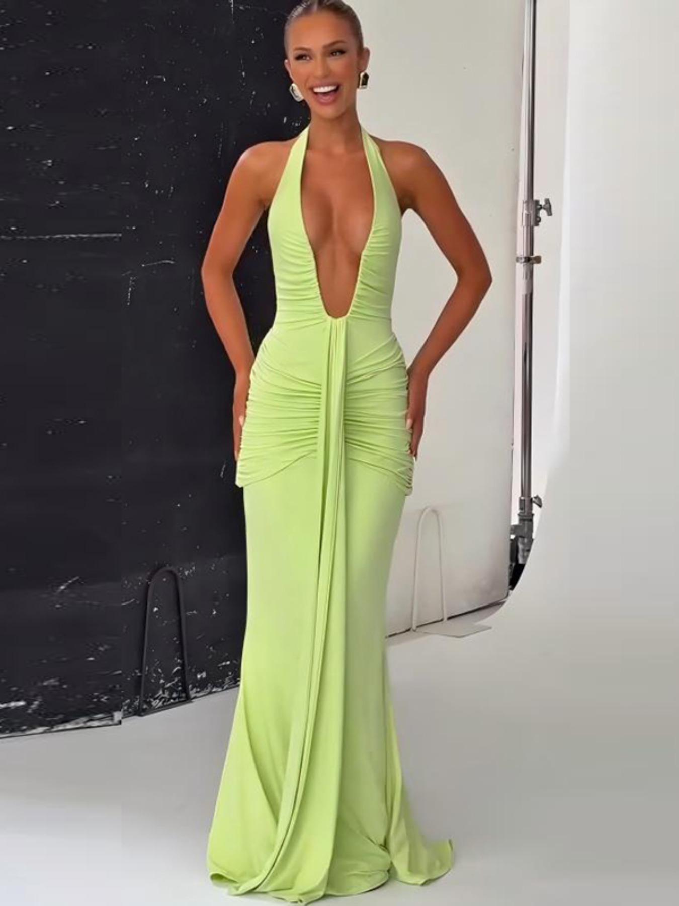 Women's Backless Bodycon Dress, Elegant Solid Color Sleeveless Dress, Ladies Summer Clothes, Elegant Evening Gown