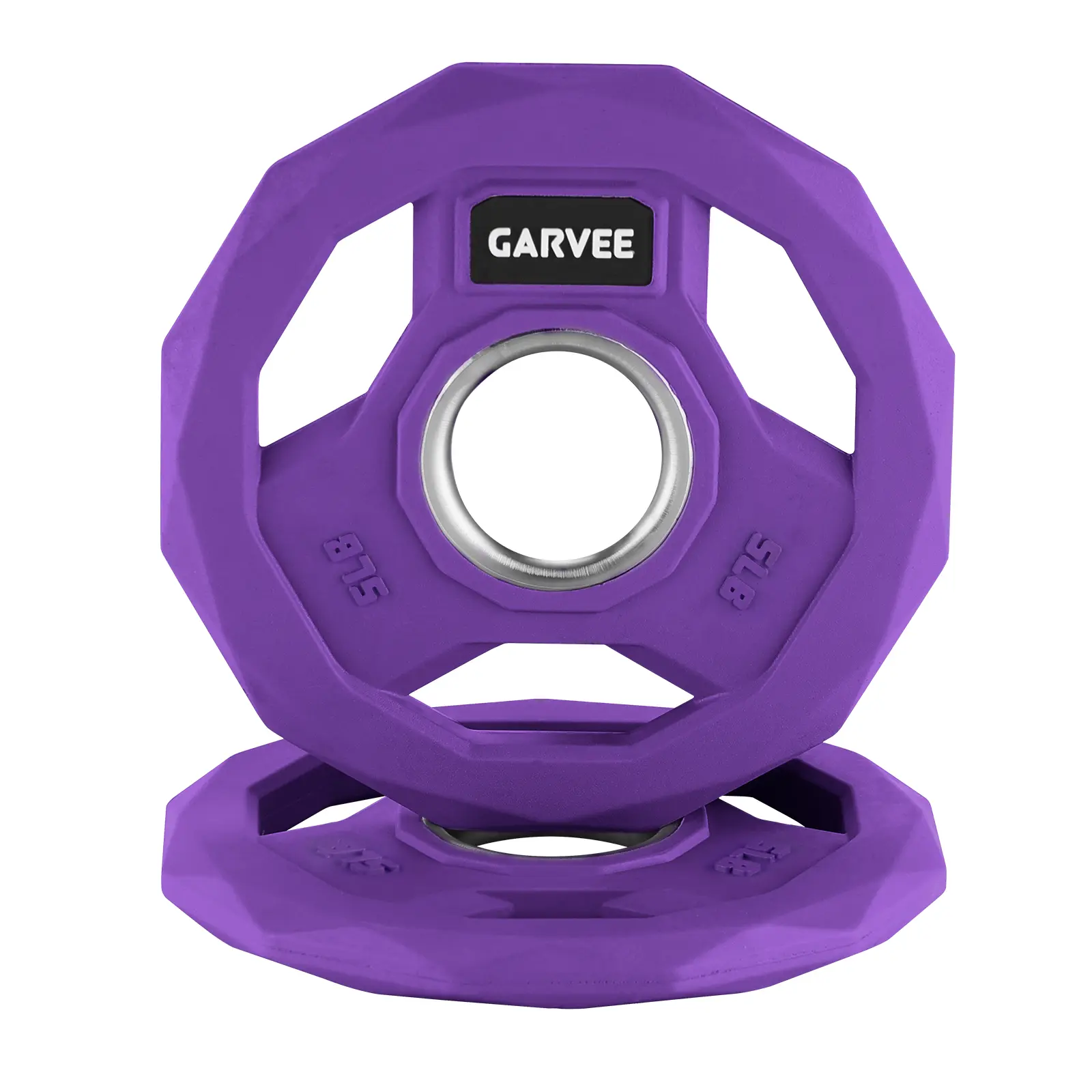 GARVEE Resilient Rubber Weight Lifting 2-Inch Rubber Coated Bumper Plates Set, Color-Coded Cast Iron Weights (2.5-45 Lbs) for Home Gym Strength Training