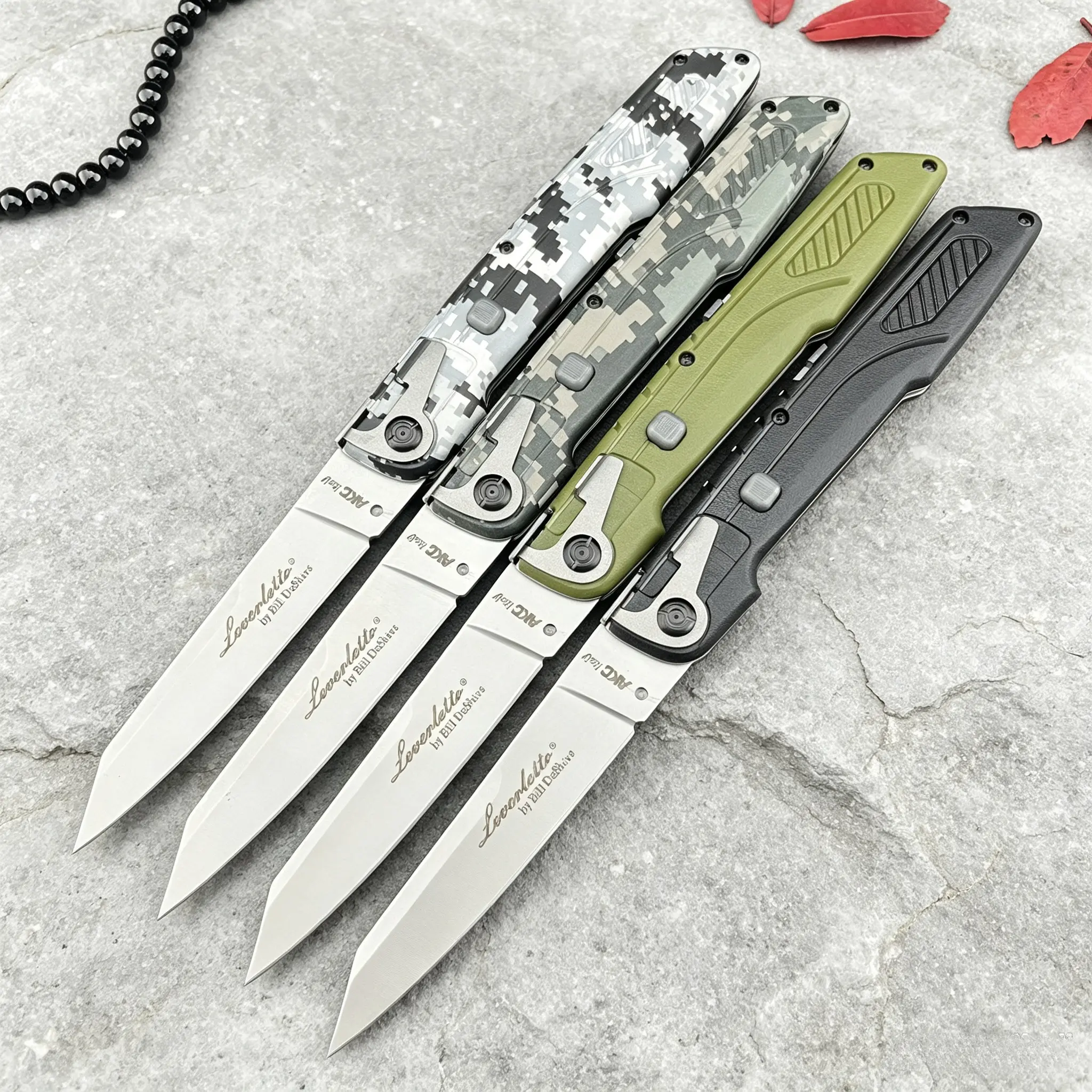 4-Style EDC Folding Knife 440C Steel Blade ABS Handle Versatile Outdoor Camping Pocket Knife Fruit Knife Sheath Included Men's Gift