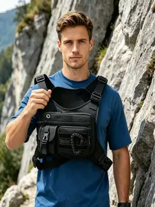 Large Capacity Chest Crossbody Bag, Reflective Strip & Headphone Hole Design, Wear-Resistant Bag for Outdoor Activities