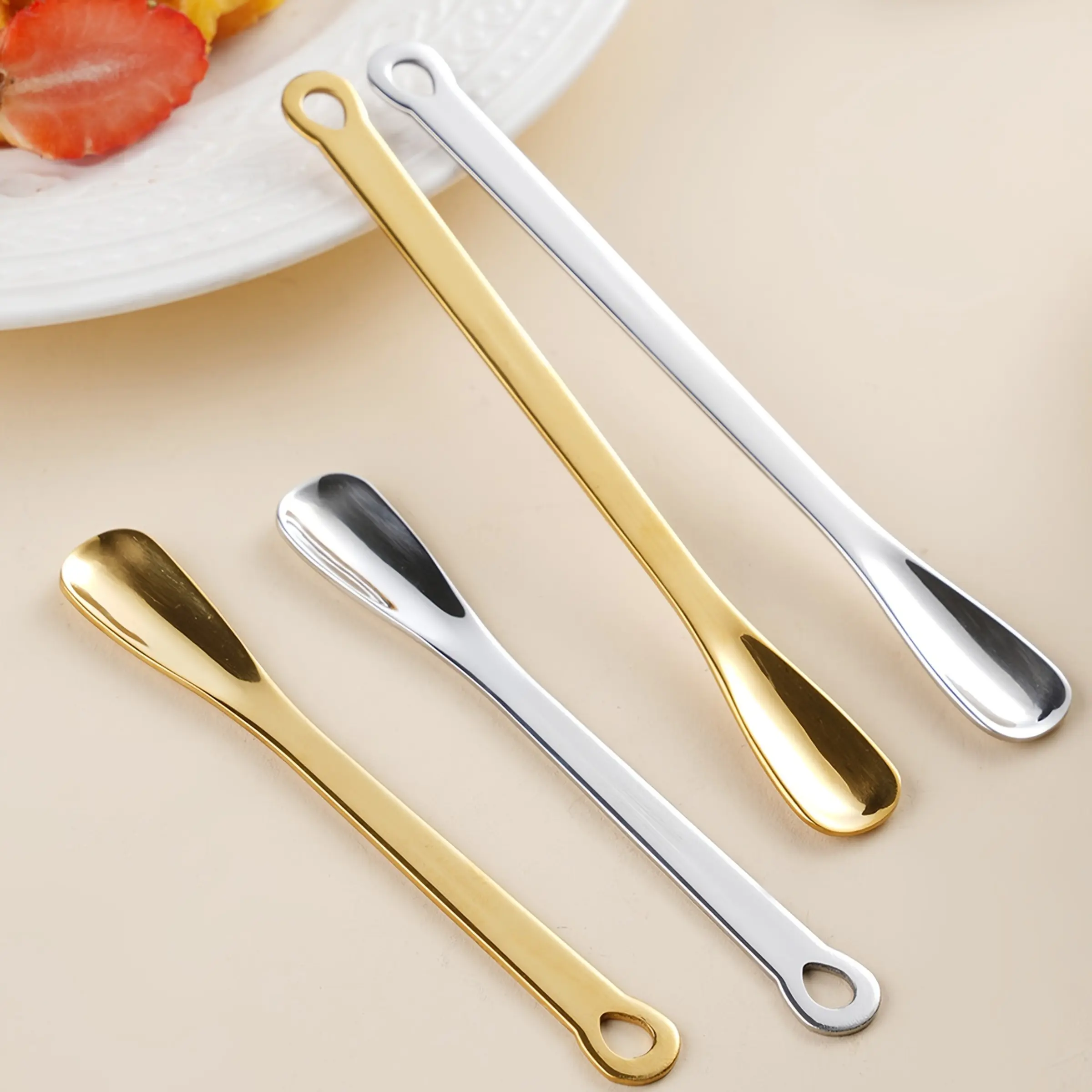 4pcs High-End 304 Stainless Steel Mini Coffee Spoon, Italian Espresso Cute Cappuccino Spoon, Ice Cream Dessert Spork, Dessert Spoons, Wedding Gift, Festival Creative Small Present