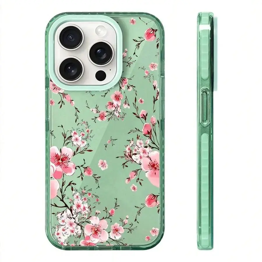 Watercolor Pink Cherry Blossom Shockproof Smartphone Casing - Multi-Model for iPhone 11-17 Pro Max, Samsung Galaxy S21-S24, Handheld Cellphone Devices, Artistic Floral iOS/Android Accessory, Cover