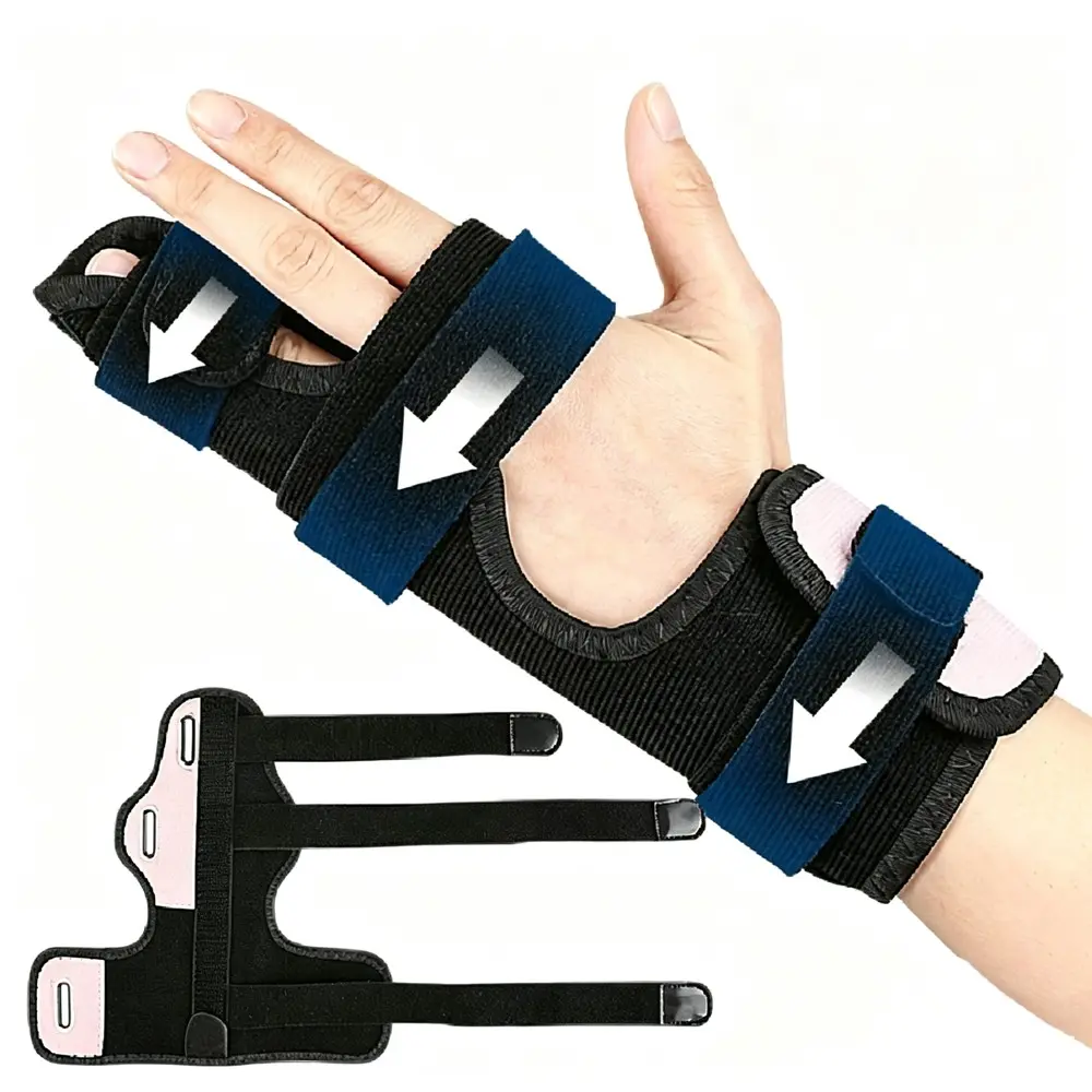 1PCS Metacarpal Finger Splint Hand Brace, Adjustable Pinky Ring Finger Support with Removable Aluminum Strip, Polyester Wrist Splint for Typing Running Sports