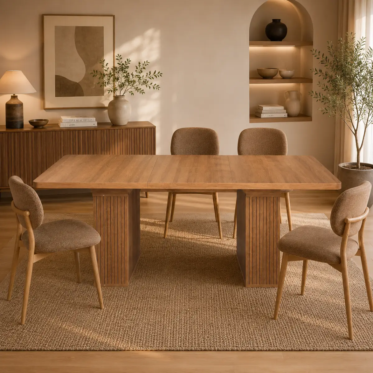 AobtkelExpandable dining table with storage Modern minimalist dining table for 6-10 people