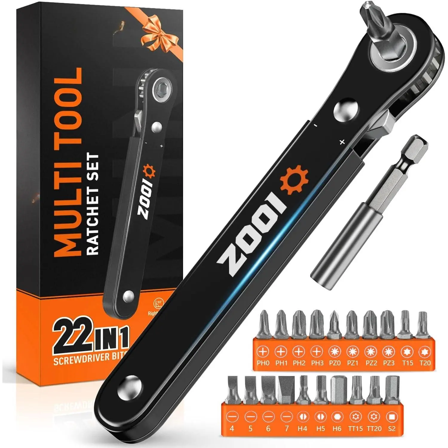 22 In 1 Right Angle Ratcheting Screwdrivers Mens Dad Gifts for Men Dad | 90  Pocket Ratchet  Set, Tight Spaces Mini Small Ratchet EDC Gear Tool Stocking Stuffers for Men Him Husband