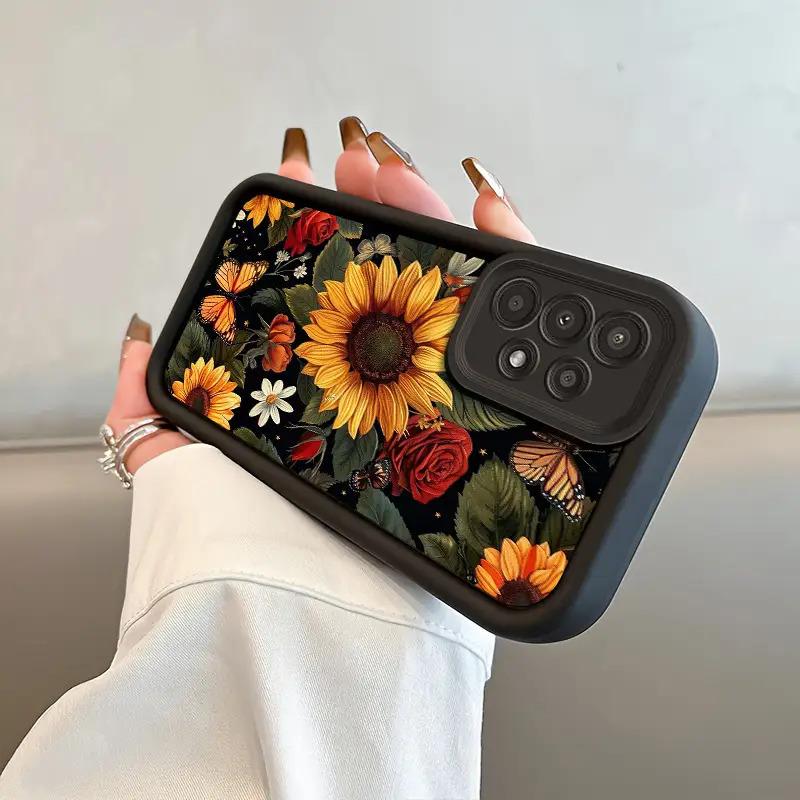 Phone Case: Light Luxury Elegant Sunflower Rose Premium Pattern Phone Case Suitable for Samsung Galaxy S26 S25 S24 S23 S22 S21 Fe Plus Ultra A13 A14 A15 A16 A17 A33 A34 A35 A36 A52 A53 A54 Note20