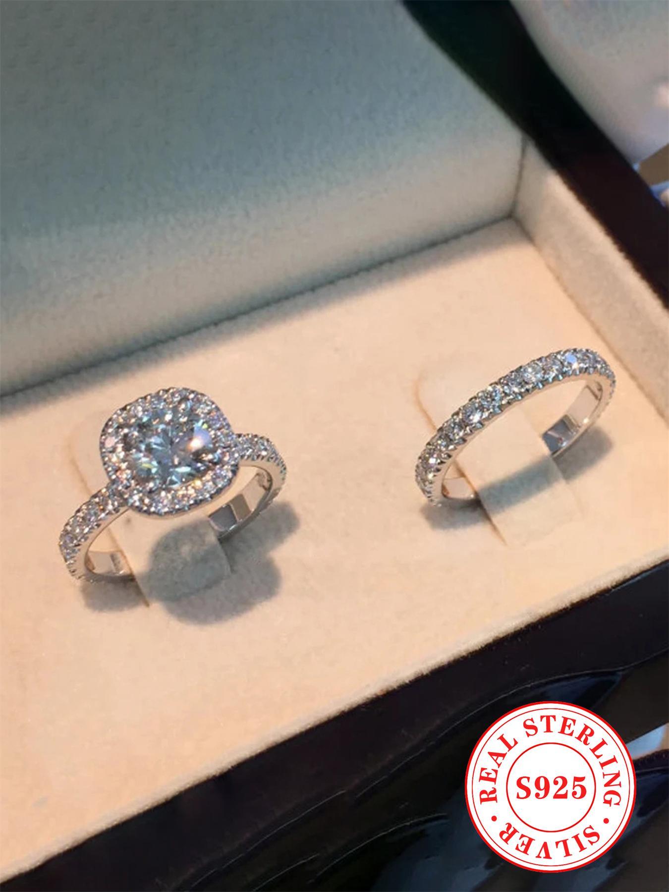 S925 Sterling Silver Fashionable Ring, Gifts for Girlfriend, Elegant Engagement Ring for Women, Pave Engagement Ring, Trendy All-match & Exquisite Jewelry for Birthday Gift, Gift Ideas for Women, Valentine's Day, Gift, Fashion Engagement Rings