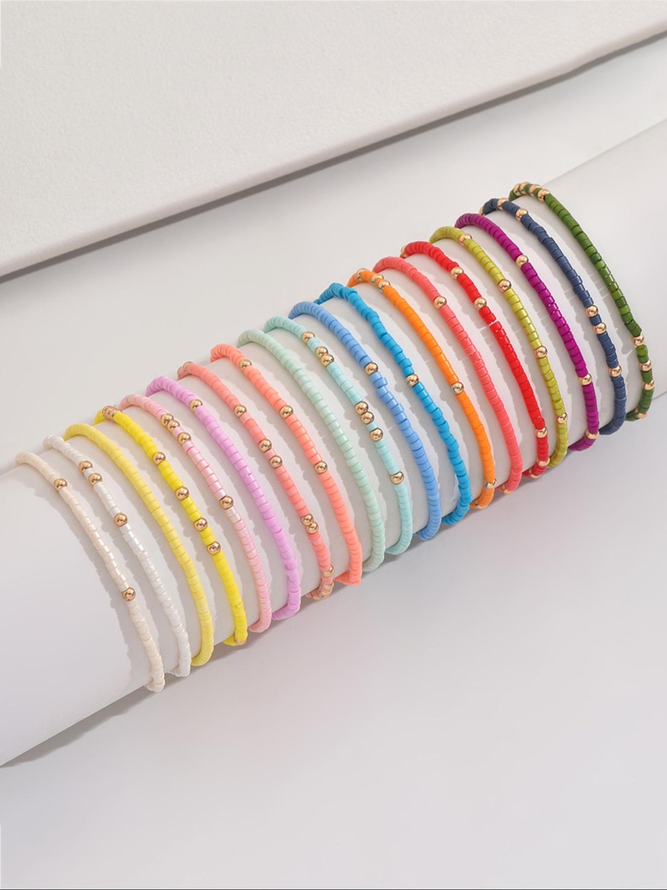 Boho Style Colorful Beaded Bracelet, Stackable Bracelets, Fashionable Jewelry for Women & Girls, Pride 2025, LGBTQ, Trendy All-match & Exquisite Jewelry for Birthday Gift