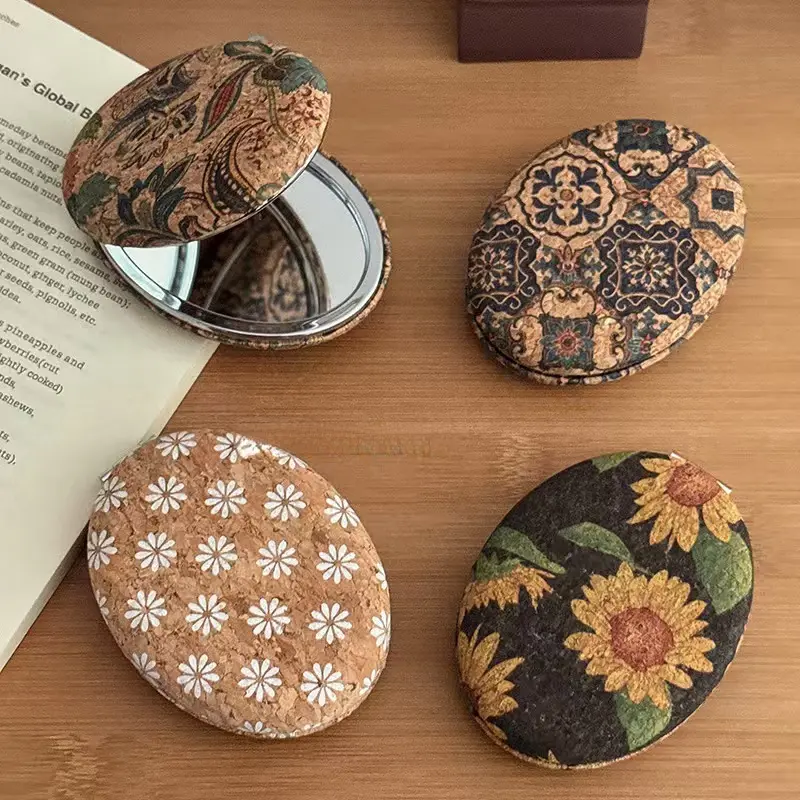 Pocket Makeup Mirror Vintage Portable Travel Mirror Foldable Compact Mirror Portable For Desktop Business Trips Daily Commuting