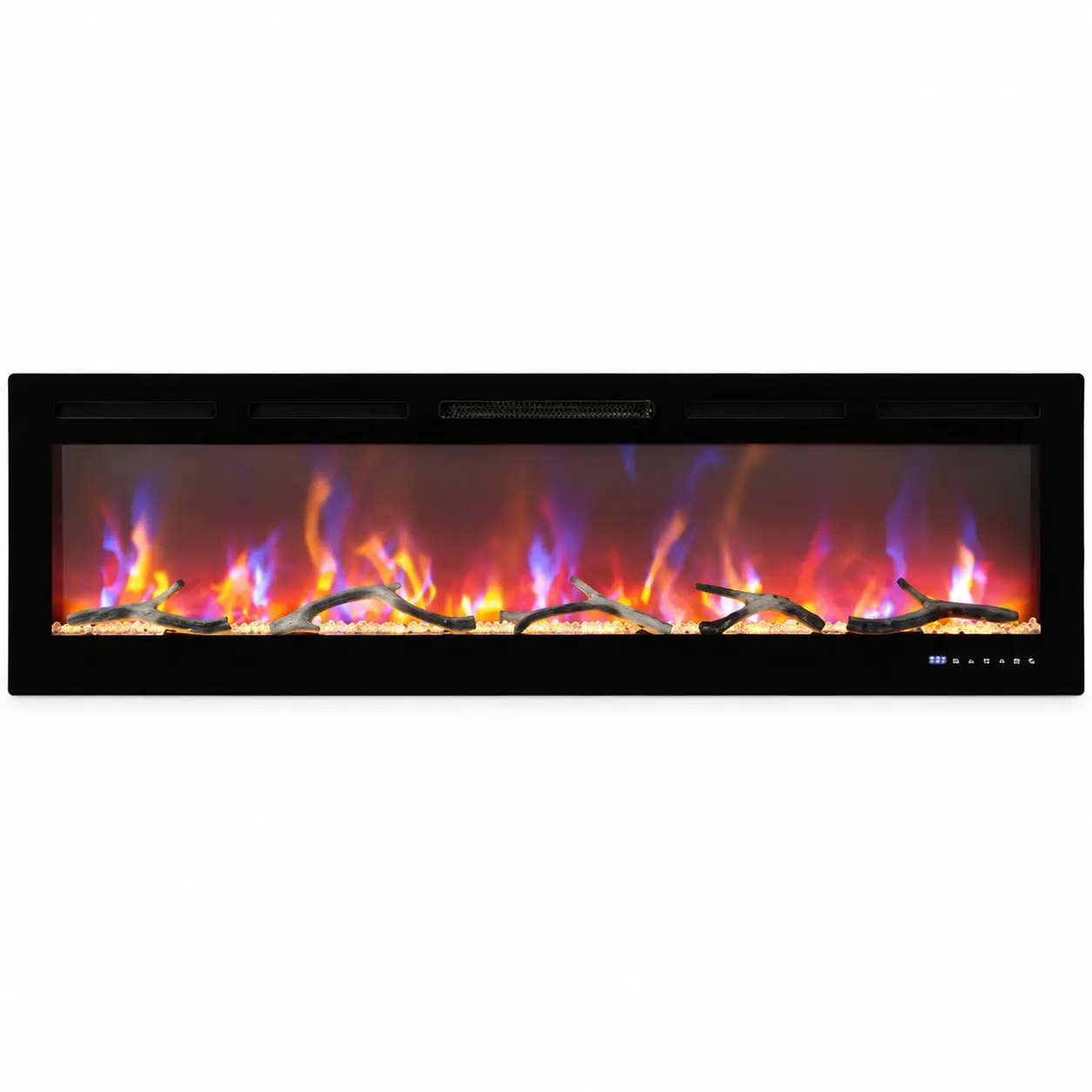 Garvee 72 in Electric Fireplace, Recessed/Wall Mounted Linear Fireplace with WiFi & Remote Control, Multicolor Flame Effect, 750W/1500W Heating, Includes Log & Crystal Decor, Black