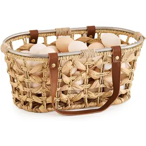 Egg Baskets for Collecting  Eggs   Wicker Hyacinth Egg Collecting Basket with Handle