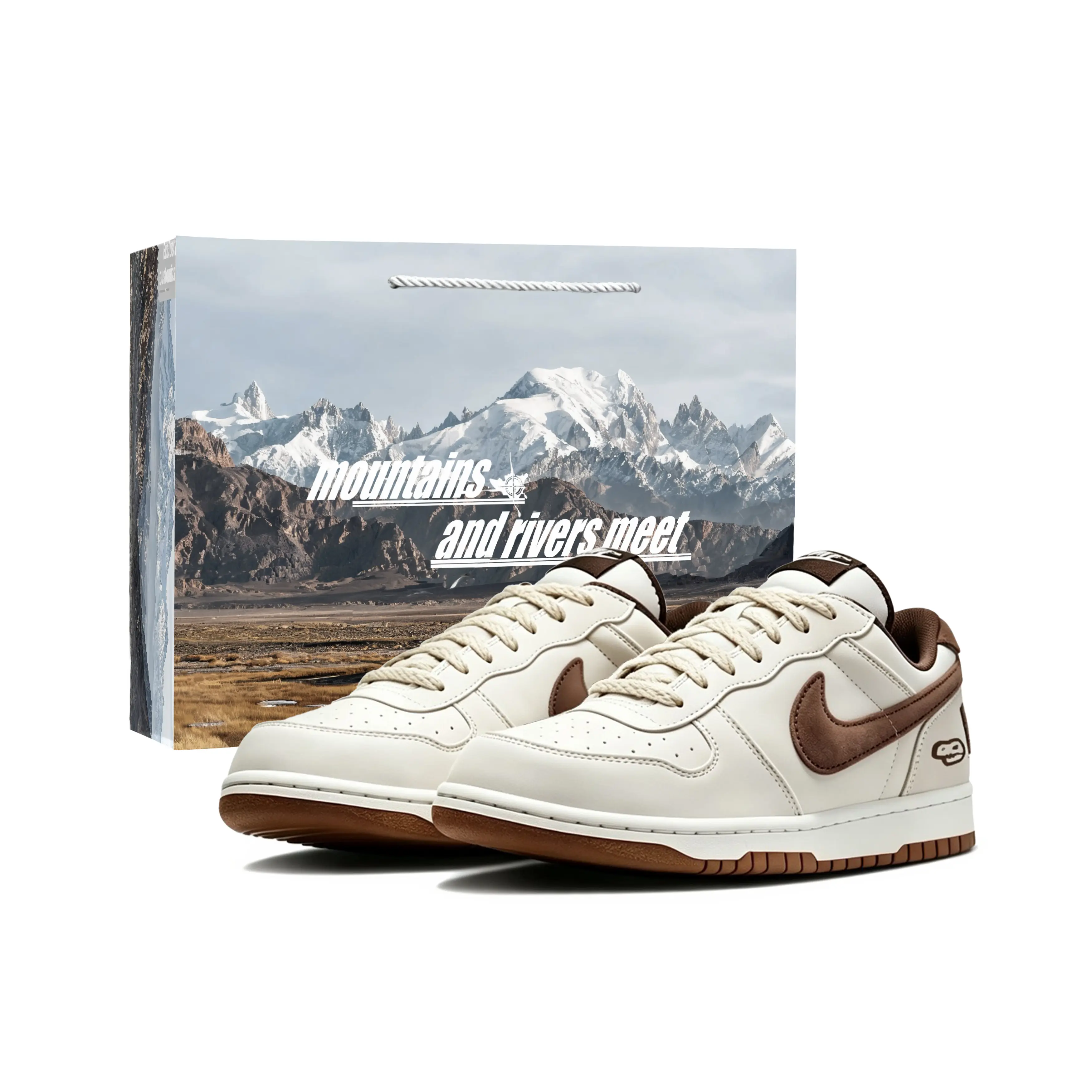 Nike Big Low Lux Mocha Sneakers: Premium American Retro Low-Top Casual Shoes for Men with Durable, Non-Slip Outsoles Verifiable, with credentials and supporting global authentication