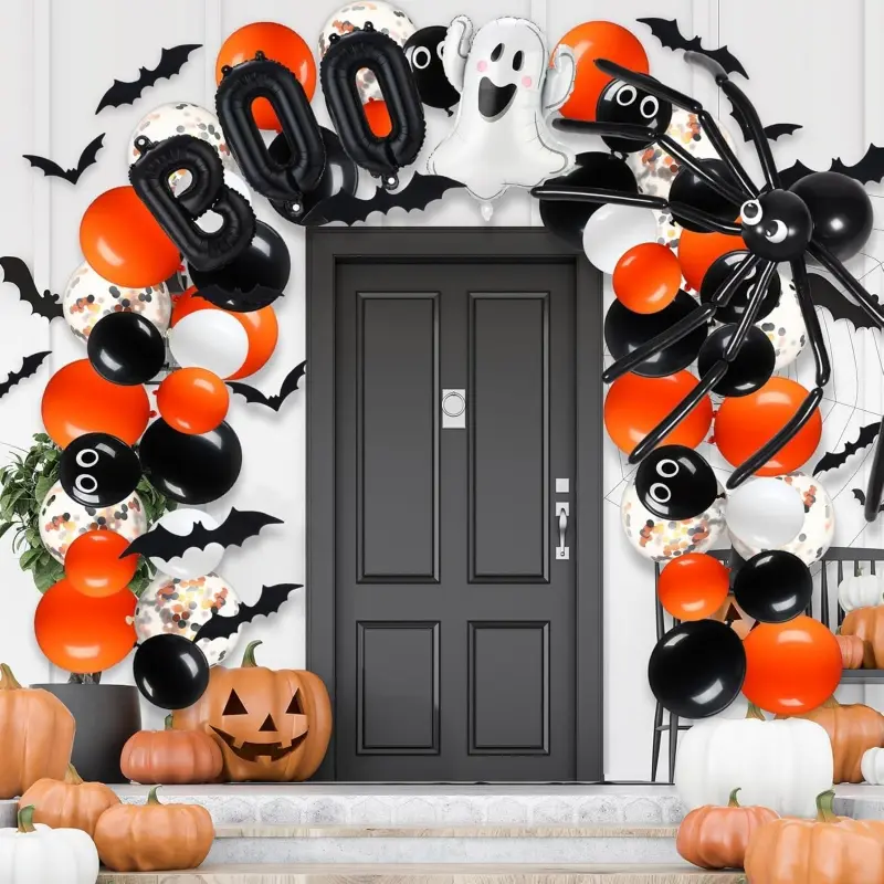 Halloween Balloon Garland Kit, Metallic Purple Balloons, Halloween Party Decorations for Backdrop Photo Booth, Spooky Theme Birthday Decor Supplies