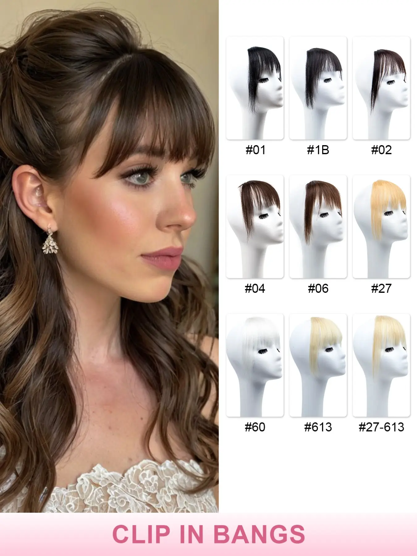 Human Hair Clip‑In Bangs For Women, Thick Fringe With Temples, Soft & Breathable, Easy To Wear, Multiple Colors Available, Hair Accessories for Daily Styling, Hair Extensions