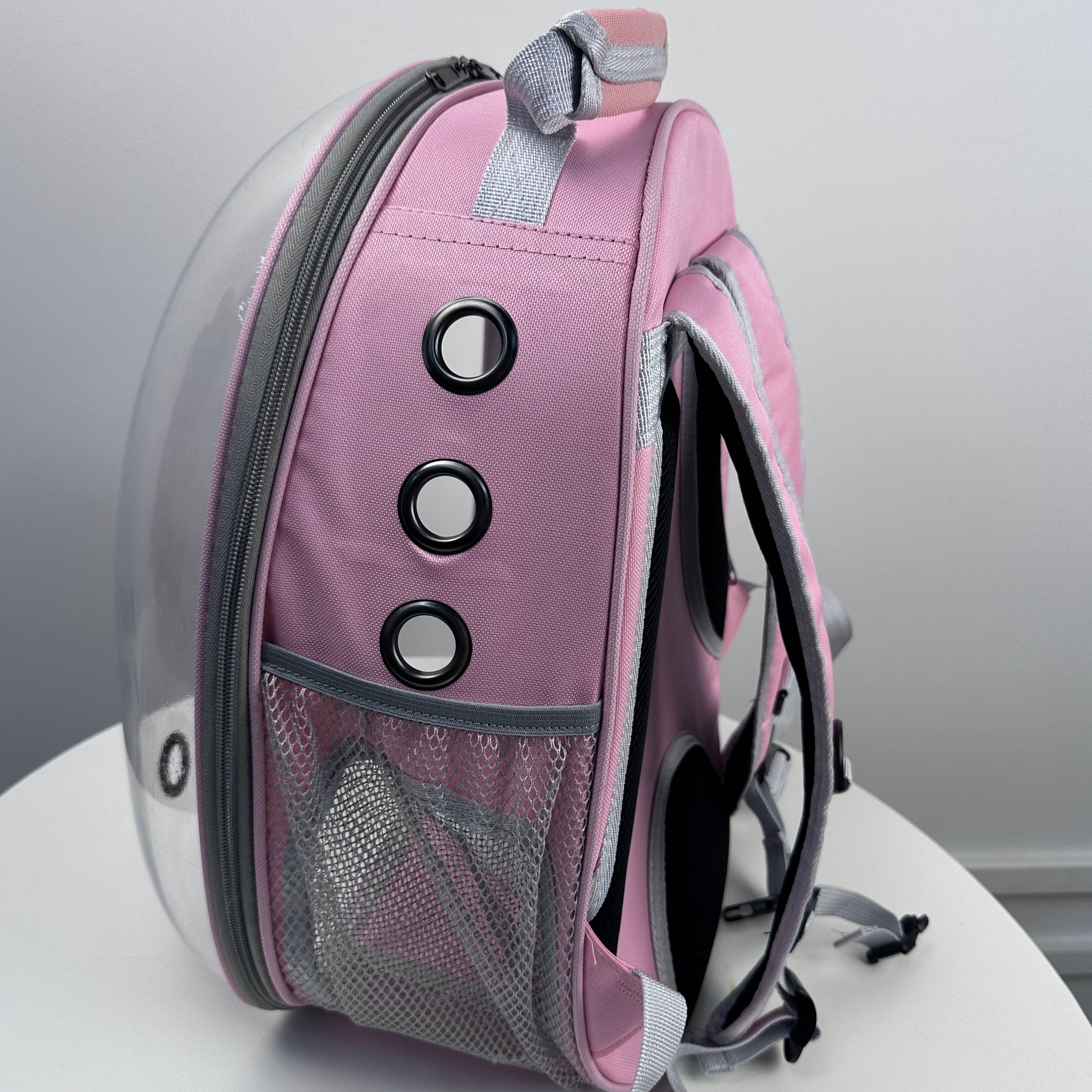 Pet Backpack Carrier - Breathable Transparent Design with Mesh Pocket & Adjustable Straps for Small Dogs & Cats - 16x12x9 Inches - Hand Wash Only - Stylish & Comfortable
