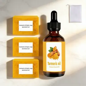 Natural Turmeric Kojic Acid Skincare Set, Whitening Exfoliating Soap + Nourishing Oil, Deep Pore Cleansing, Long-Lasting Hydration, for All Skin Types