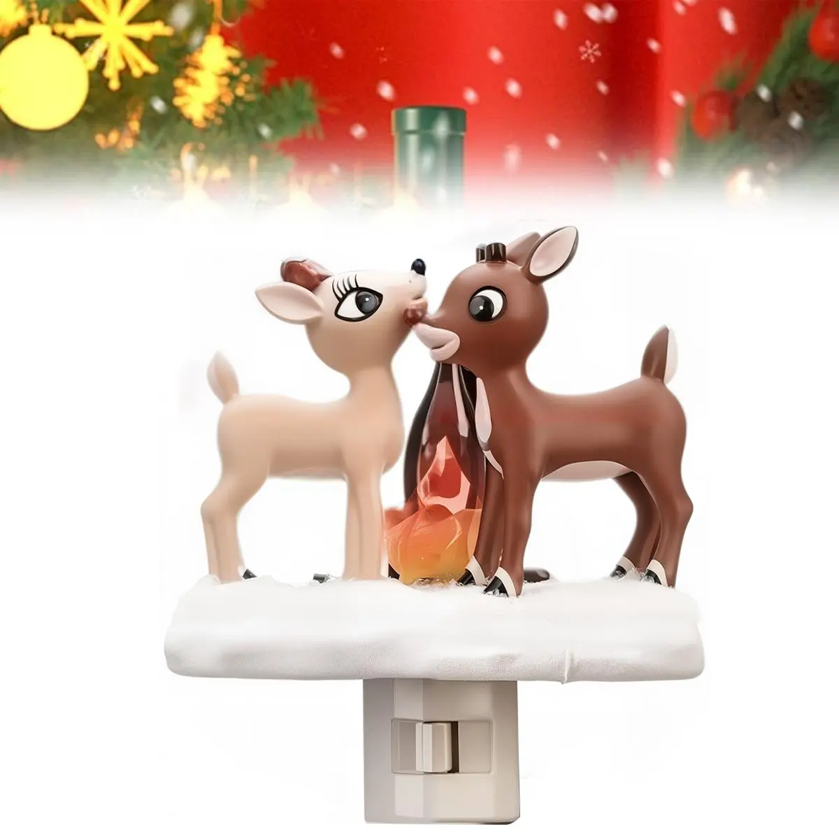 3D Kissing Reindeer Night Light – Deer Socket LED Nightlight with Cute Romantic Design, UL Listed Plug-in Auto Dusk to Dawn, Energy Saving Warm Glow for Bedroom Kids Room Hallway, Christmas Valentine Decor