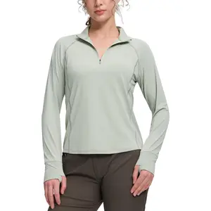 Pioneer Camp Women's Quarter Zip Sun Shirt Back Pocket UPF50+ Lightweight Quick Dry UV Protection Hiking Running Cycling