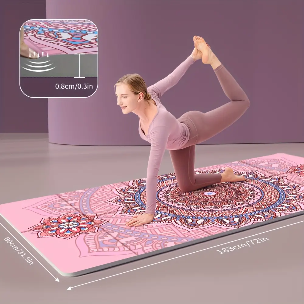 [Foldable Yoga Mat] A Foldable TPE Printed Yoga Mat, Suitable for Fitness And Dance, Features a Convenient Foldable Design for Easy Storage, And Has Sweat-Absorbent And Non-Slip Properties for Outdoor Yoga And Workouts
