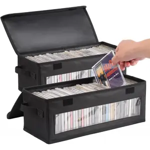 CD Storage Box, Tape Cassette Display Stand With Handle, Movie Box, DVD, Optical Disc Rack, Suitable For Living Room And Desktop