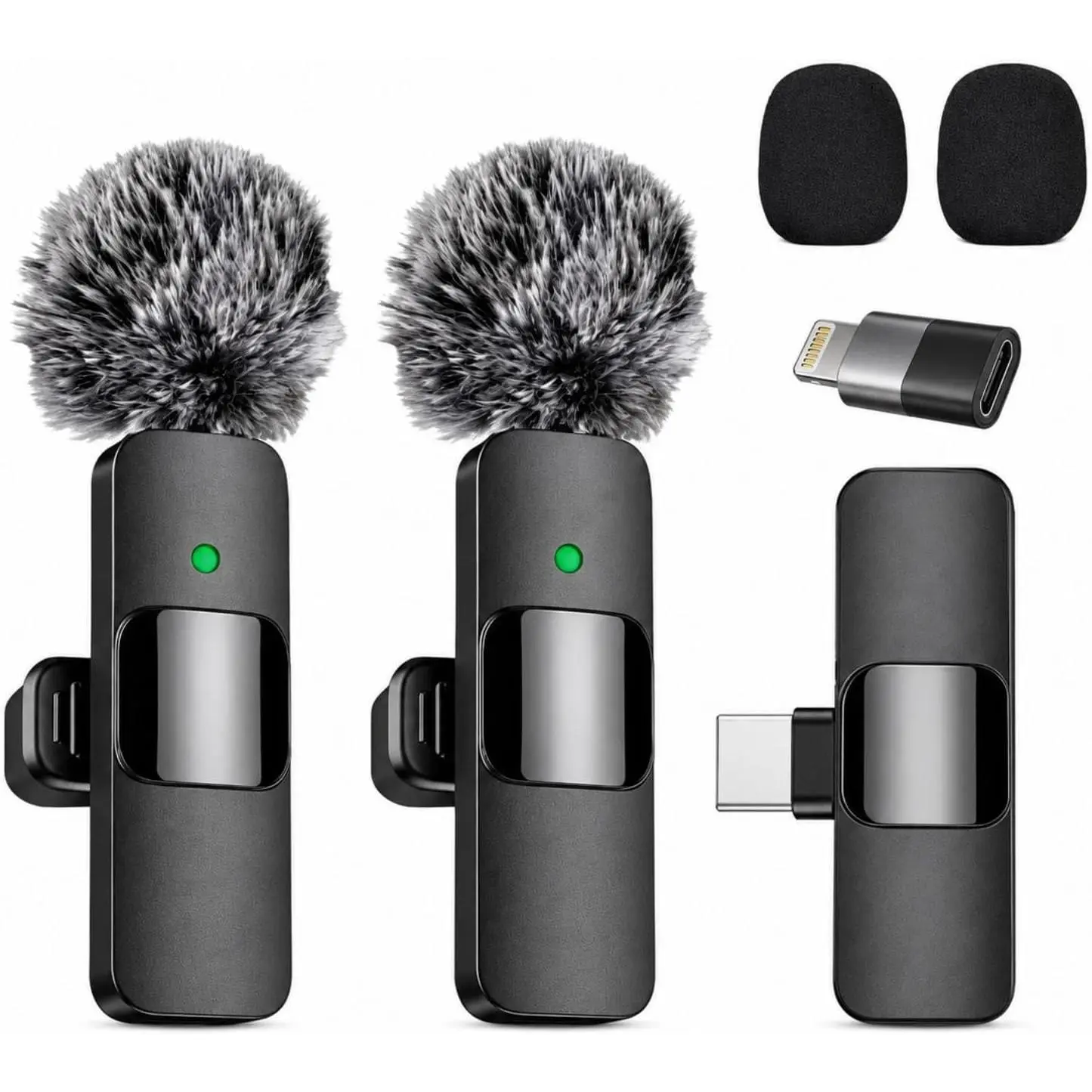 Wireless Lavalier Microphone for iPhone, iPad & Android Wireless Lapel Mic with Noise Reduction Plug & Play Smartphone Mic for Vlogging, Podcast, YouTube & TikTok Creators