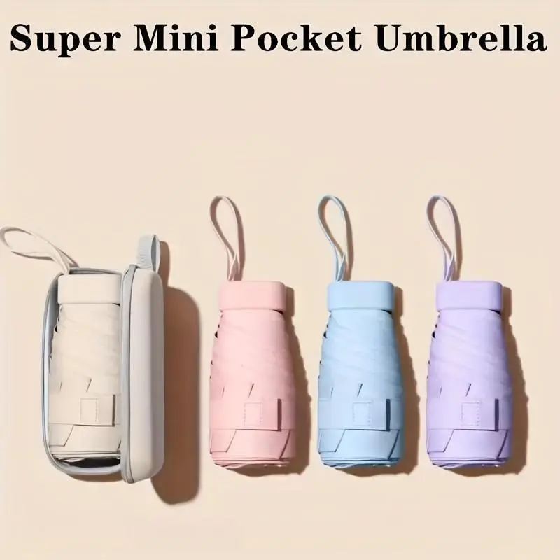 Pastel Mini Pocket Windproof Foldable Umbrella - Lightweight, Compact, Reinforced, UV-Protected Portable Umbrella for Rain, Travel & Daily Use, Umbrellas For Rain, Lightweight Foldable Umbrella