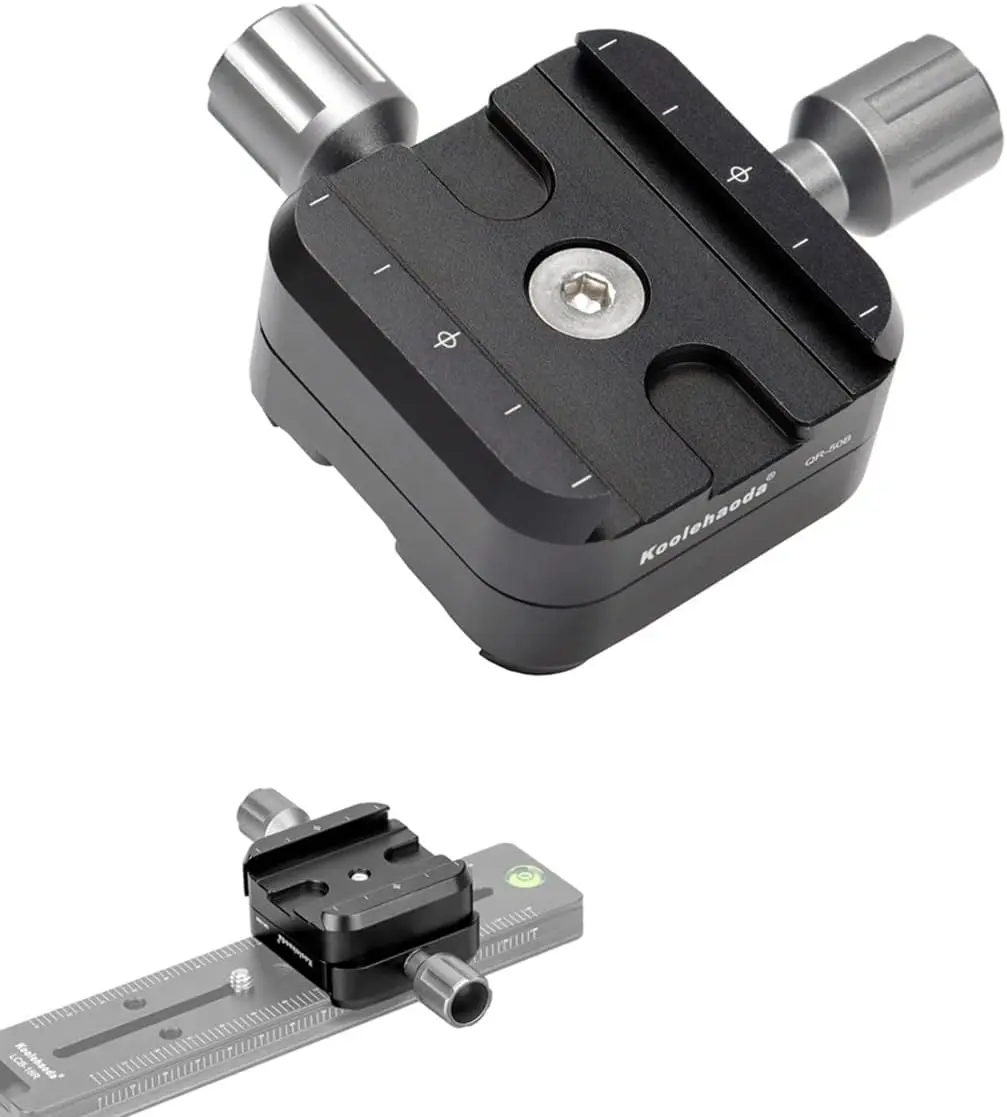 Quick Release Double Clamp Adapter, Arca Swiss Nodal Slide | Plate Clamp for Arca Swiss RRS Rail Plate, Subtend Mount, for DSLR Camera Tripod Ball Head, Dual Clamp Connection