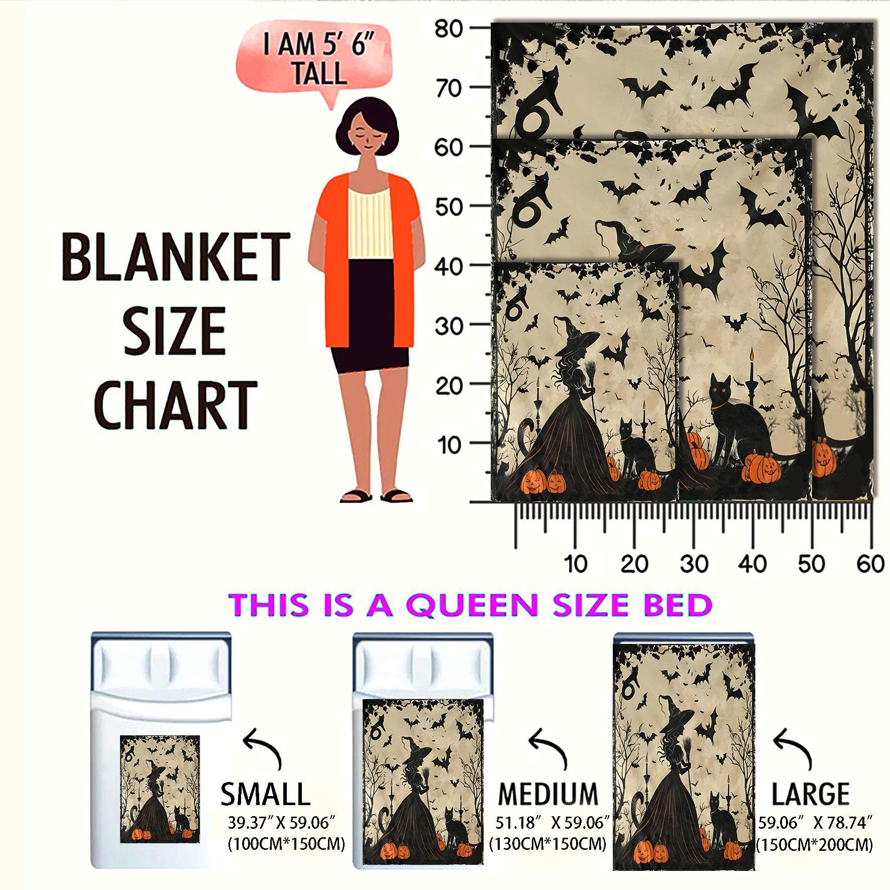 Cartoon Themed Decorative Giftable Blankets, 1 Count Witch and Black Cat Pattern Soft Cozy Throw Blanket, Air-conditioned Room Blanket, Warm Nap Blanket for Home Office Travel Camping, Bedroom Accessories, Travel Essentials, Christmas Gifts, Halloween