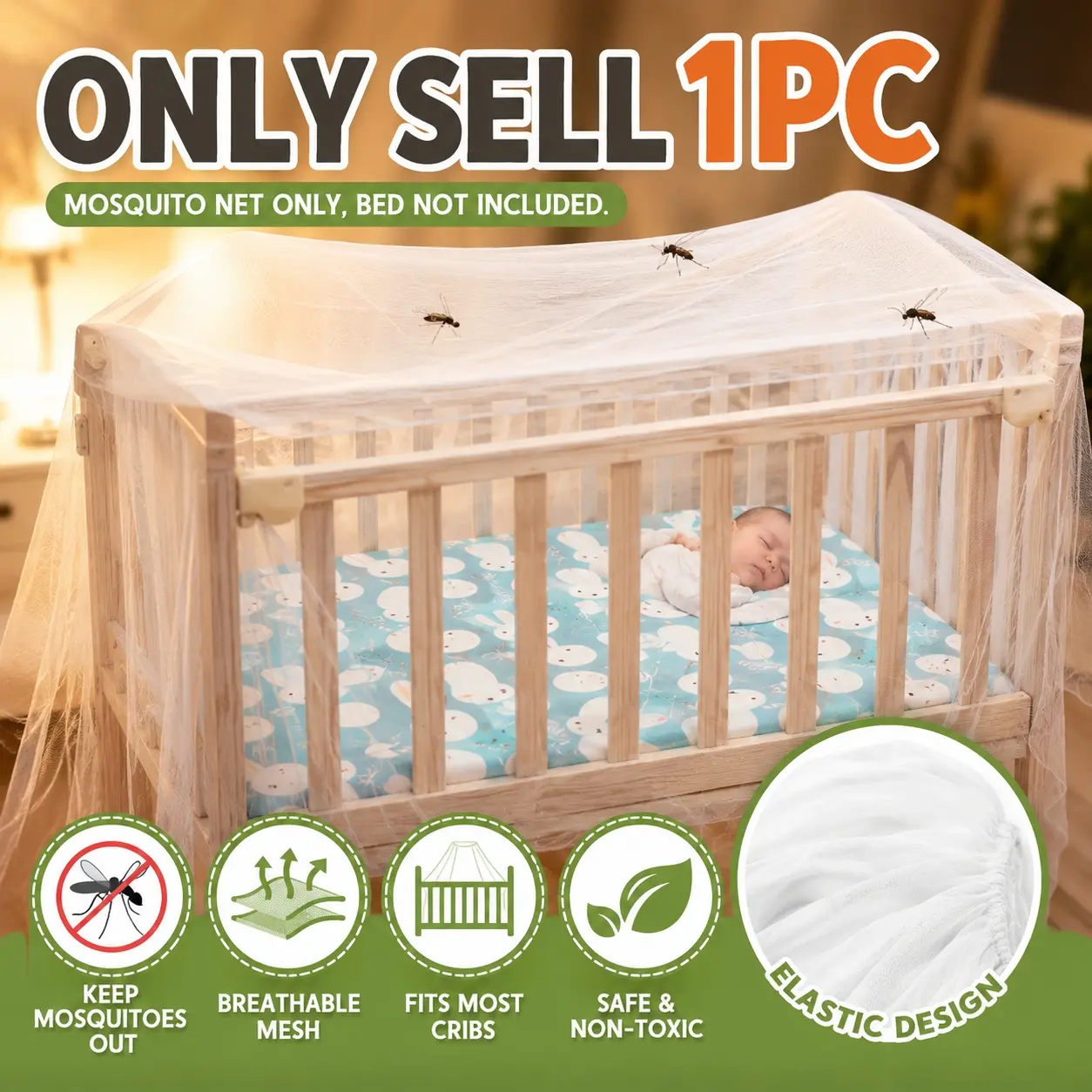 1pc Bed Mosquito Net - Breathable and Ventilated - Easy to Assemble, Lightweight Mesh, Suitable for Beds, Cribs, Infant, Nursery, Insect Protection, Newborn