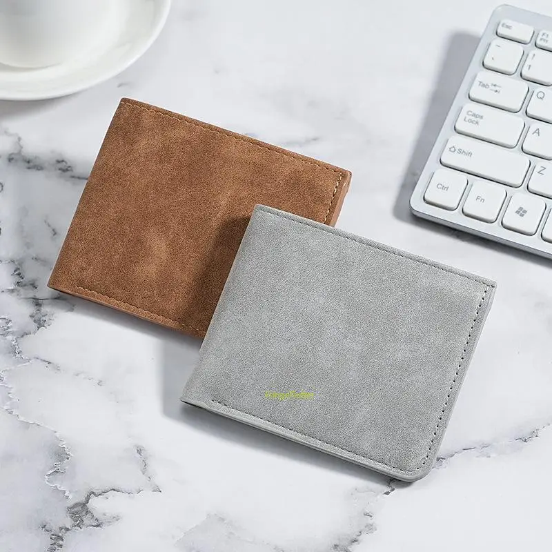 Male Leather Wallet - MUJI-Style Premium Scratchproof Frosted Leather Ultra-Thin Short Bi-Fold, Business Minimalist Design, Independent Holder, Cash Compartment, Multiple Slots, Slim Card Storage (Sports & Outdoor Accessory)