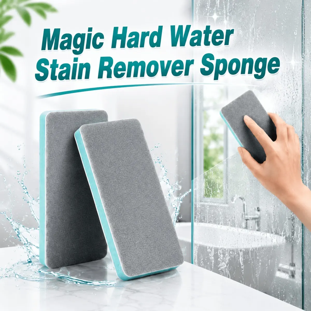 4 Pcs Hard Water Stain Remover Reusable Magic Descaling Eraser Block Cleaning Pad Scrubbing Pads for Shower Doors Aquarium Glass Mirror Tile Faucet Soap Scum Removal Household Bathroom Kitchen Cleaning Supplies Tool Gift