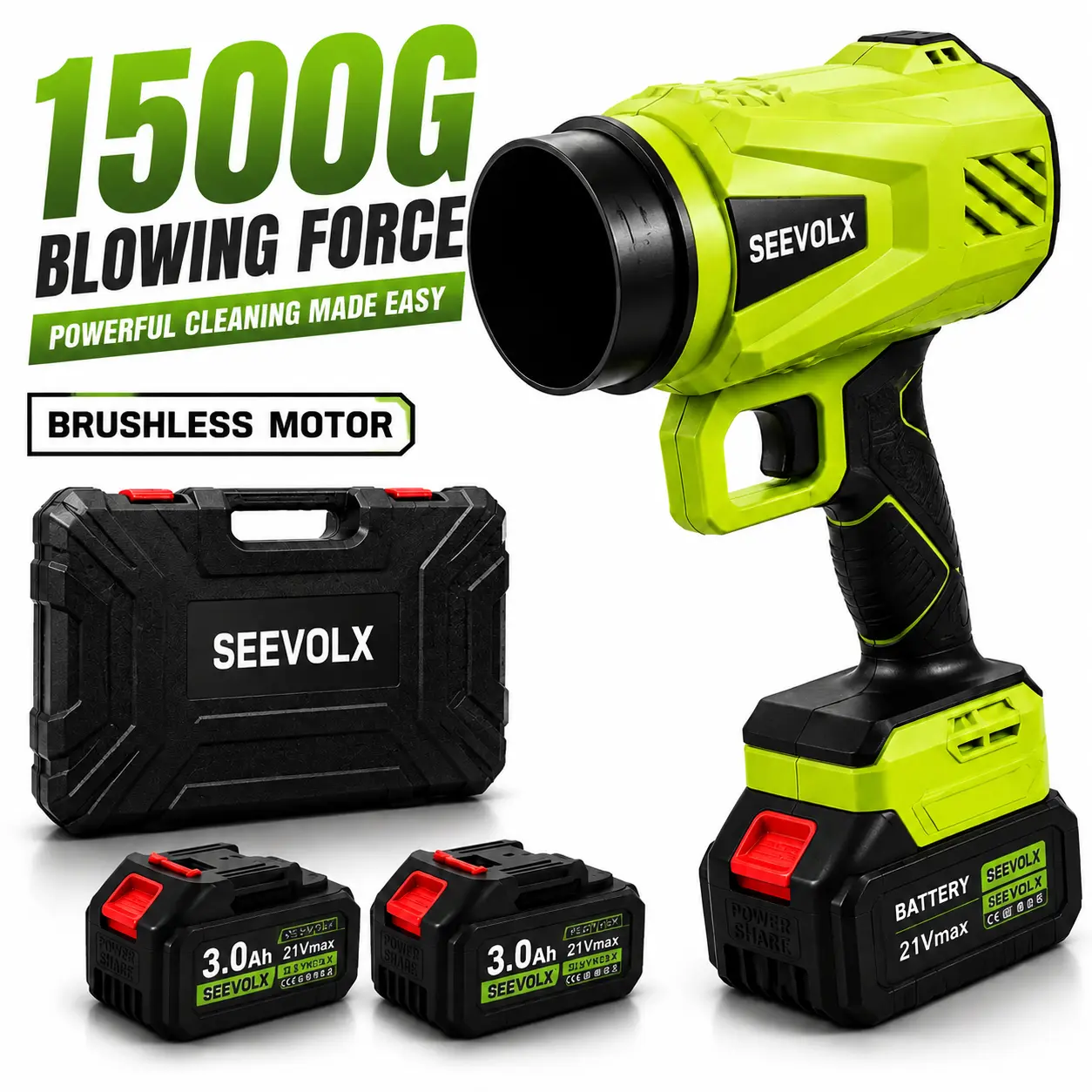 21V Cordless Turbo Jet Leaf Blower, Handheld Cordless Blower with 2 Free Batteries, Powerful Air Duster for Garden Leaves Cleanup, Outdoor Home Maintenance