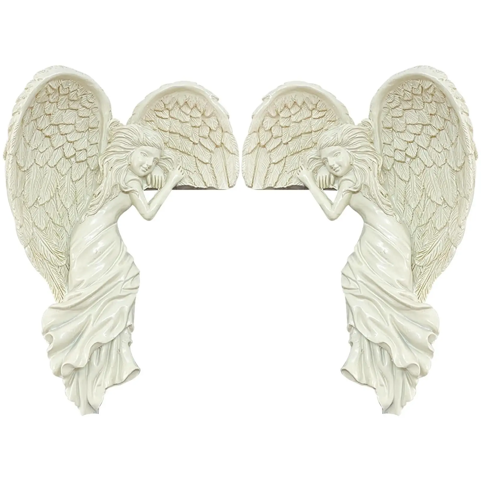 2pcs Angel Door Frame Decor, Wall Corner 3D Artistic Wing Sculpture, Home Angel Statue, Christmas and Wedding Decoration, Double-Sided Tape Wall Art, Resin Hanging Ornament, Hallway Wall Decor