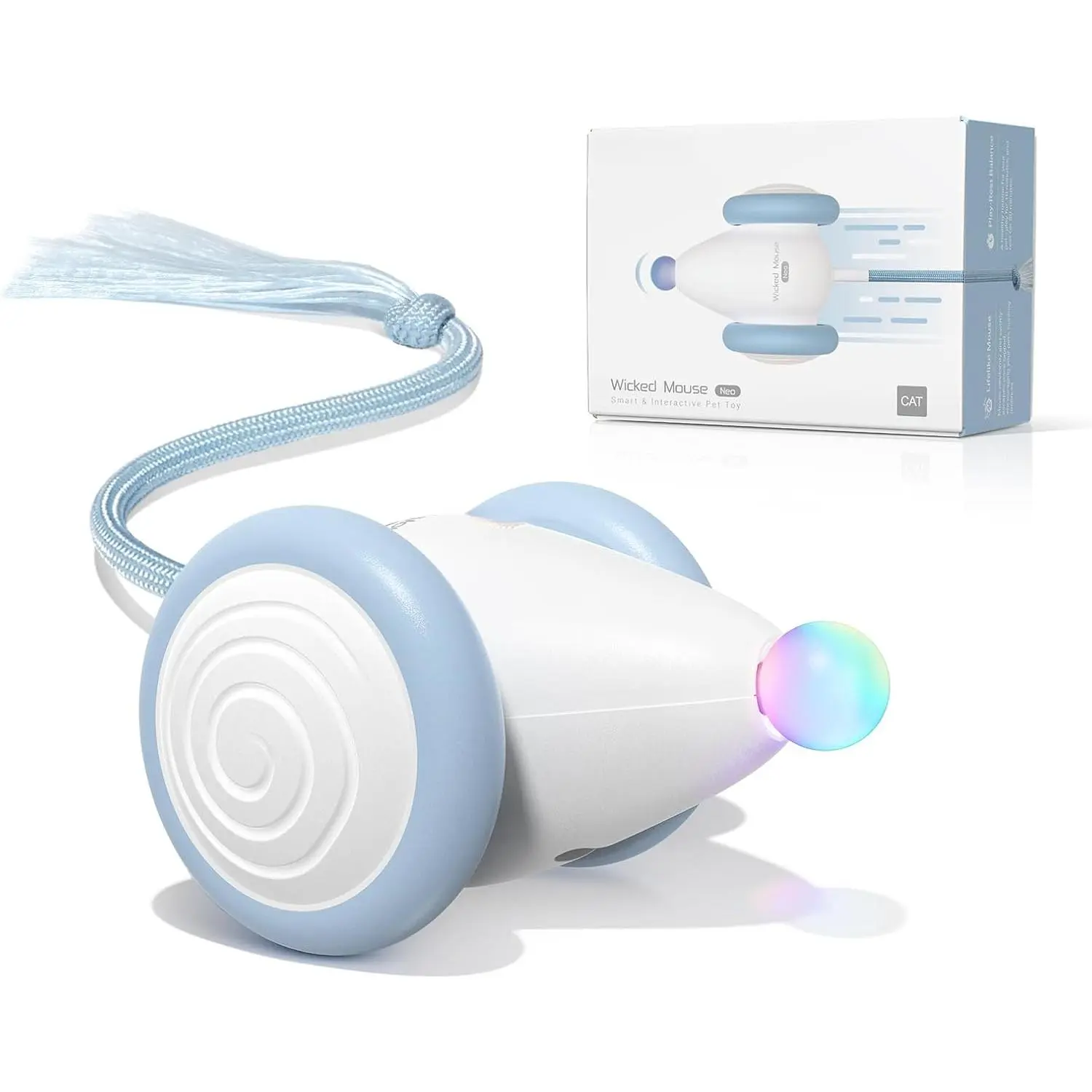 Cheerble Wicked Mouse Neo PVC/ABS Cat Toy - Rechargeable Interactive Pet Supply with Tail Lights, Automatic Move for Indoor Cats' Entertainment