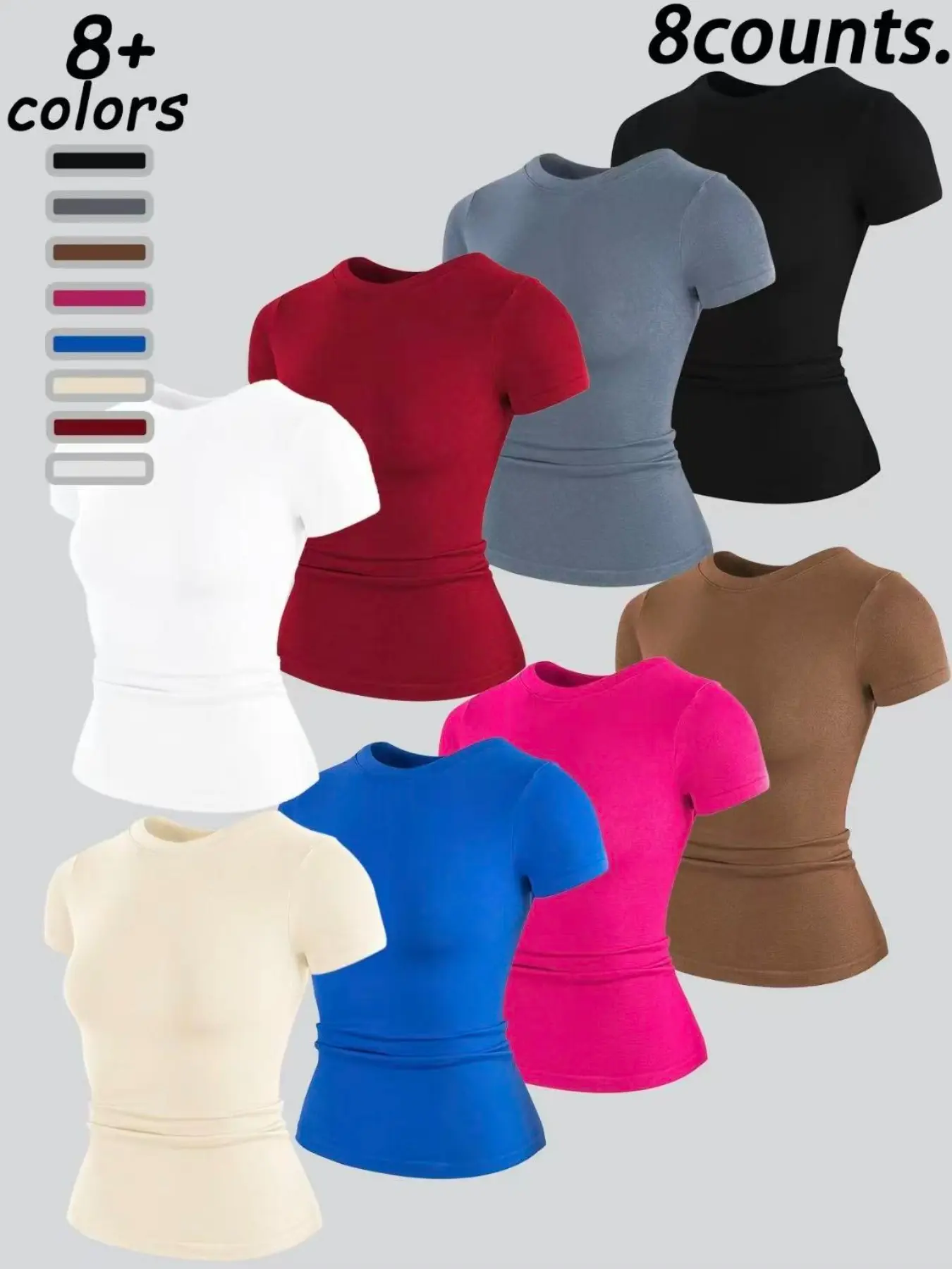 Qfen Sport Women's Quick-Dry T-Shirt, Casual Sports Tops, Breathable Workout Top, Ideal for Sports, Outdoor, Fitness, Running, Travel, Comfortable, Soft, Breathable, Slim-Fit