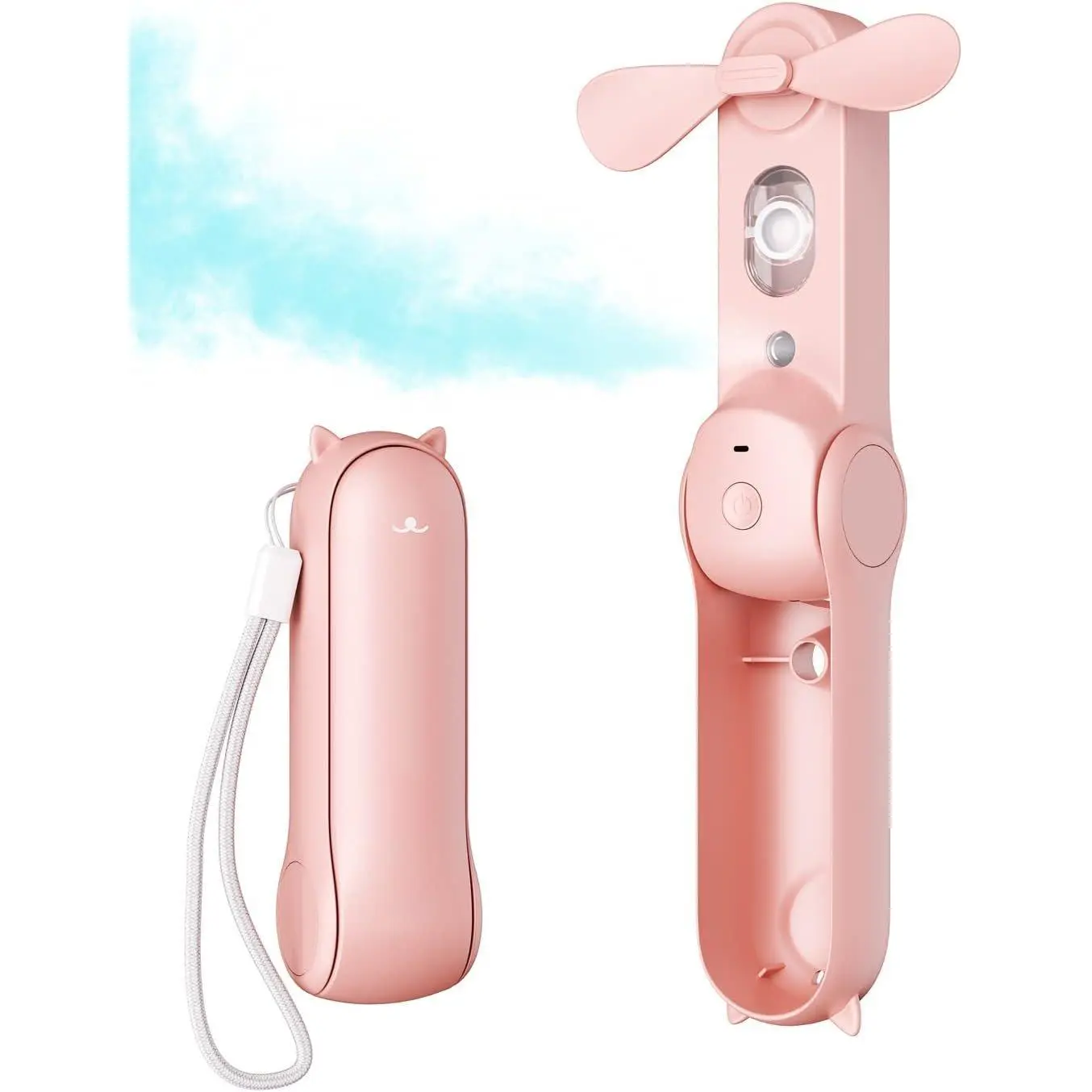 Misting Fan Portable, Handheld Personal Mister Fans, Small Fan Rechargeable, Mini  Water Mist,  Women Portable Fans For Travel, Outdoors, Hiking, Camping  Office ()