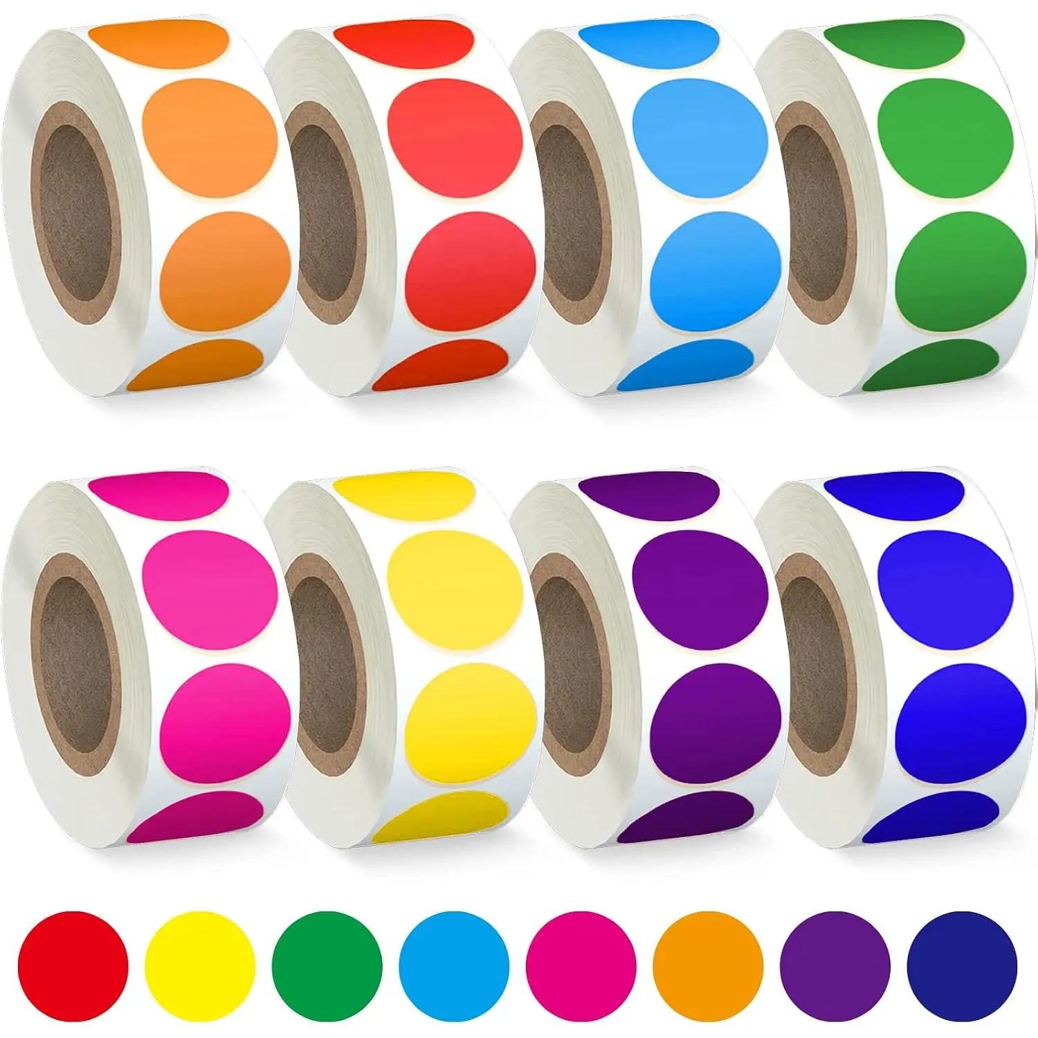 4000 count 3/4" Colored Dot Stickers Circle Color Coding Labels, 8 Color Style Colorful Coding Label Sticker for Office, Student Classroom(8 Rolls, 3/4 Inches)