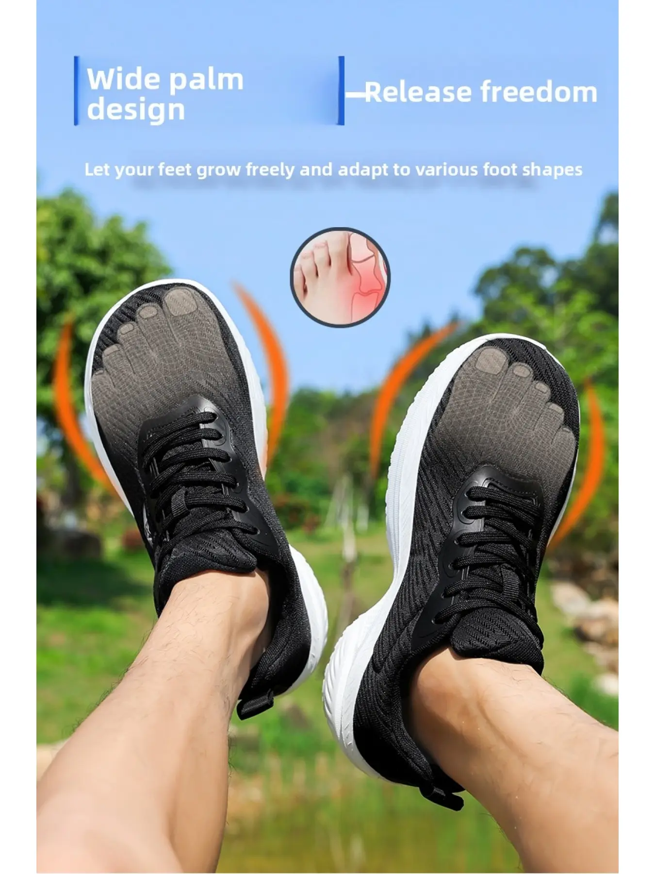 Wide Fit Knit Running Sneakers Running Trainers for Wide Feet, Extra Roomy Toe Box Lightweight Soft Cushioned Non Slip Breathable Casual Walking Shoes Running Sports Shoes for Men Big Foot