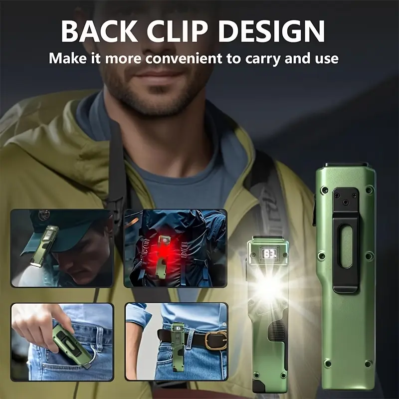EverydayLumen Next-Generation Rechargeable EDC Flat Flashlight - High-Power 3000 Lumens, Ultra-Long Range, 8 Modes Tactical LED UV Flashlight, Rugged Aluminum Housing, Digital Display, Tactical Accessories for Camping Hiking Emergencies