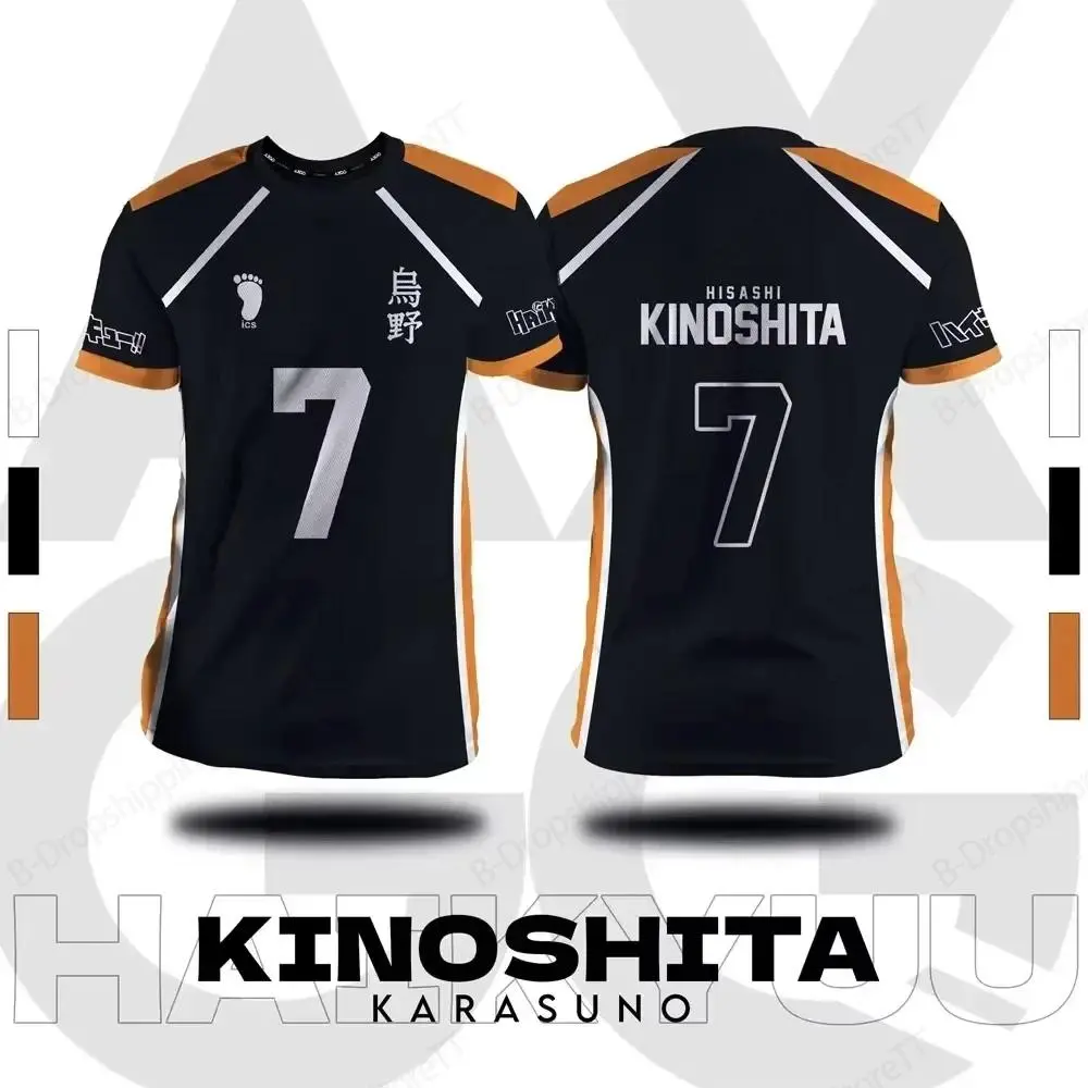 Haikyuu Fukurodani Hinata Anime 3D Print Jersey T-shirt, Unisex Short-Sleeve Sports Tops with S, XXXL, 4XL, 5XL Plus Sizes for Female & Kids Fashion Tees
