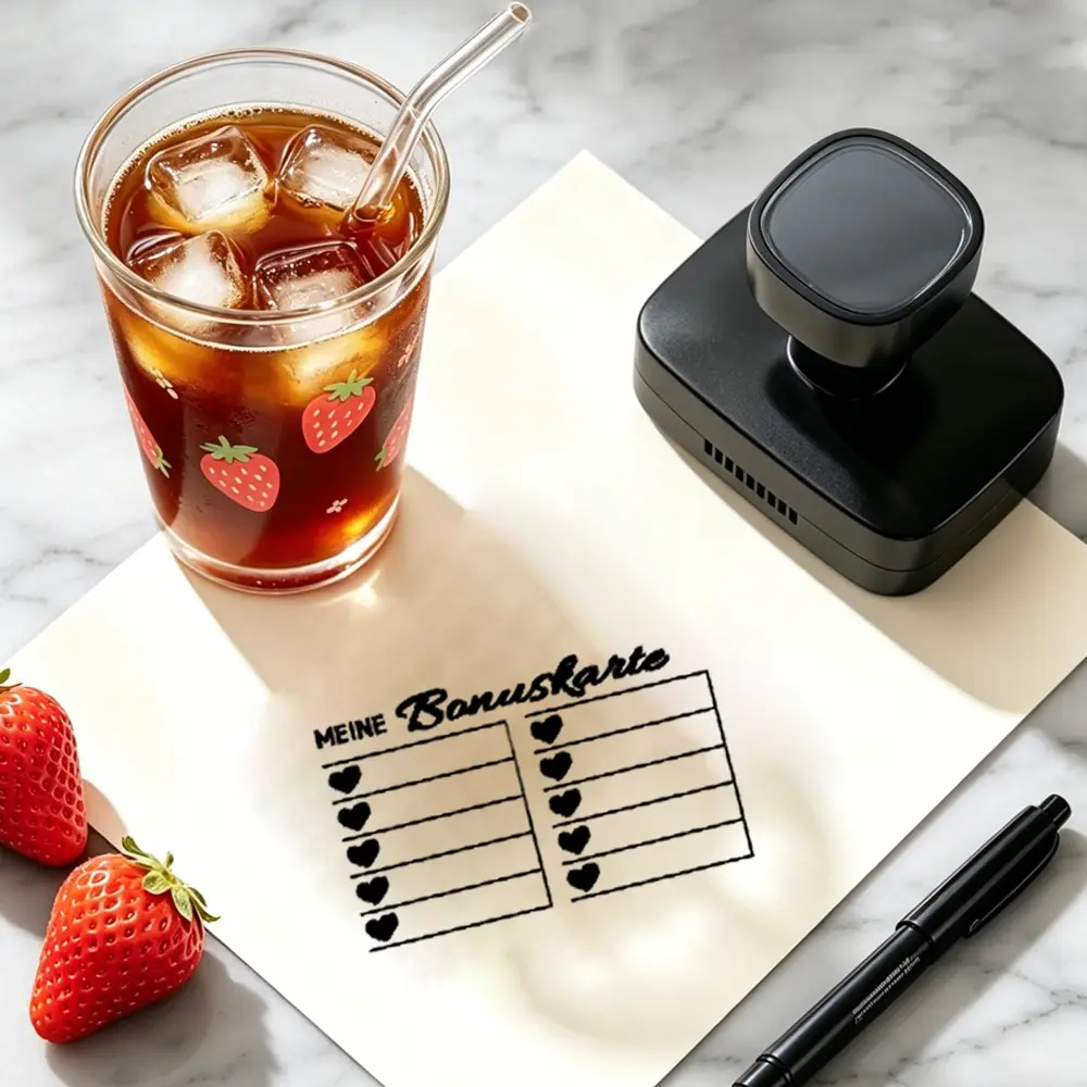 German Customer Loyalty Card Stamp with Heart Design, Reusable Versatile Photographic Stamp for Cafes, Bakeries, Small Businesses, Point System