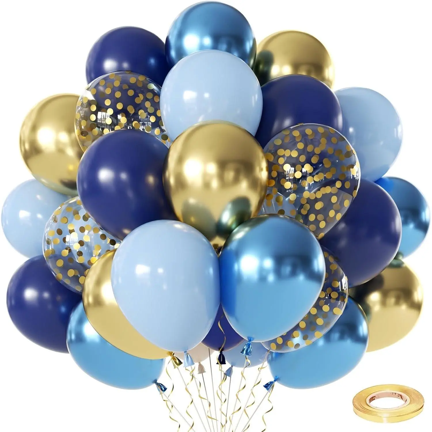 Navy Blue  Balloons, 60 count 12 Inch Pastel Blue Balloons Includes  Light Dark Blue Blue Metallic  Confetti Balloons for Wedding Graduation Bridal Shower Birthday Party Decorations.