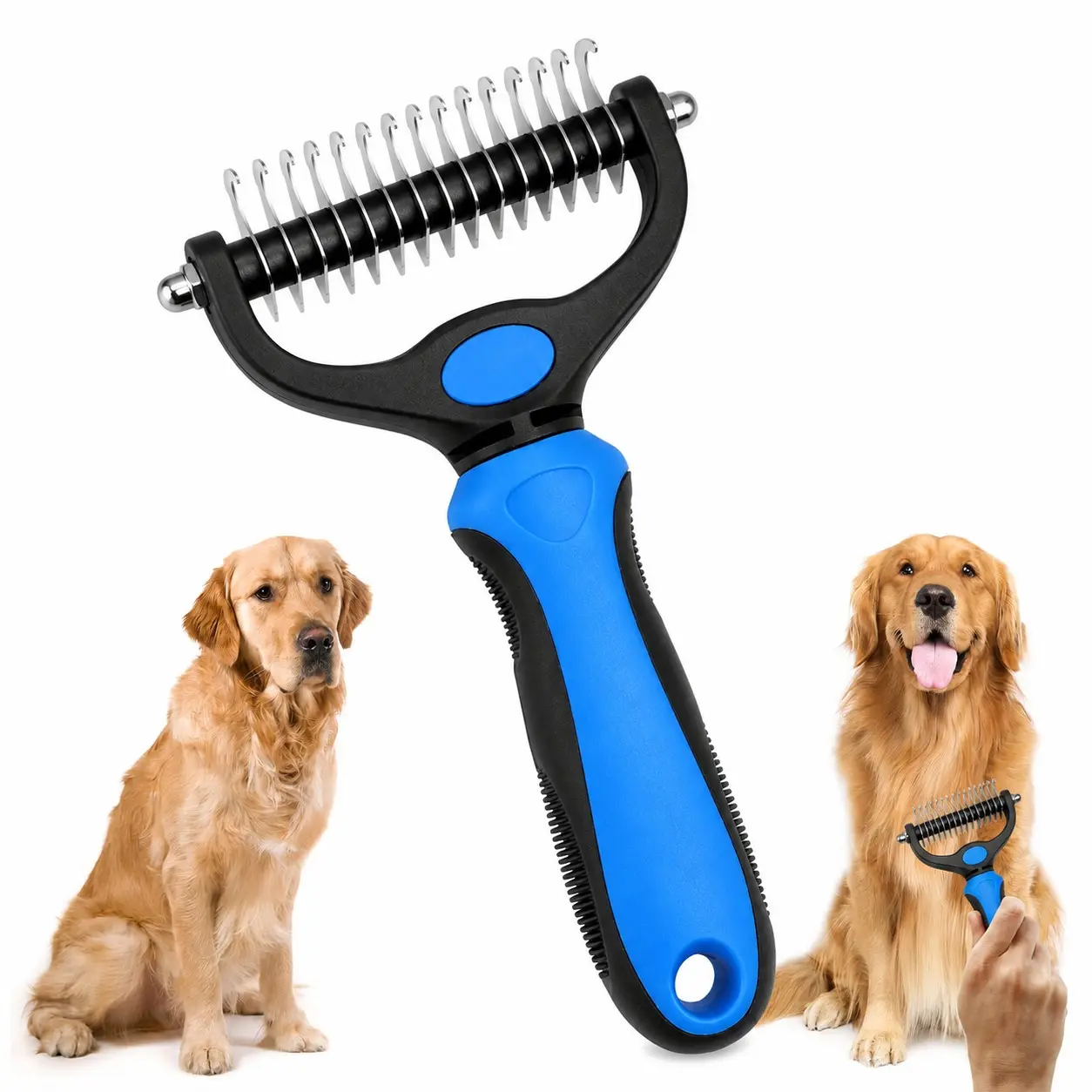 Pet Grooming Brush, 2 Sided Undercoat Dog Grooming Rakes, Perfect Long Fur Remove Tangles, Mats, Knots - Shedding Rake Comb Deshedding Tool for Dogs & Cats fur  cobra  pro squeegee  pet  hair large Reusable Electrostatic Reusable Strong Lint Roller