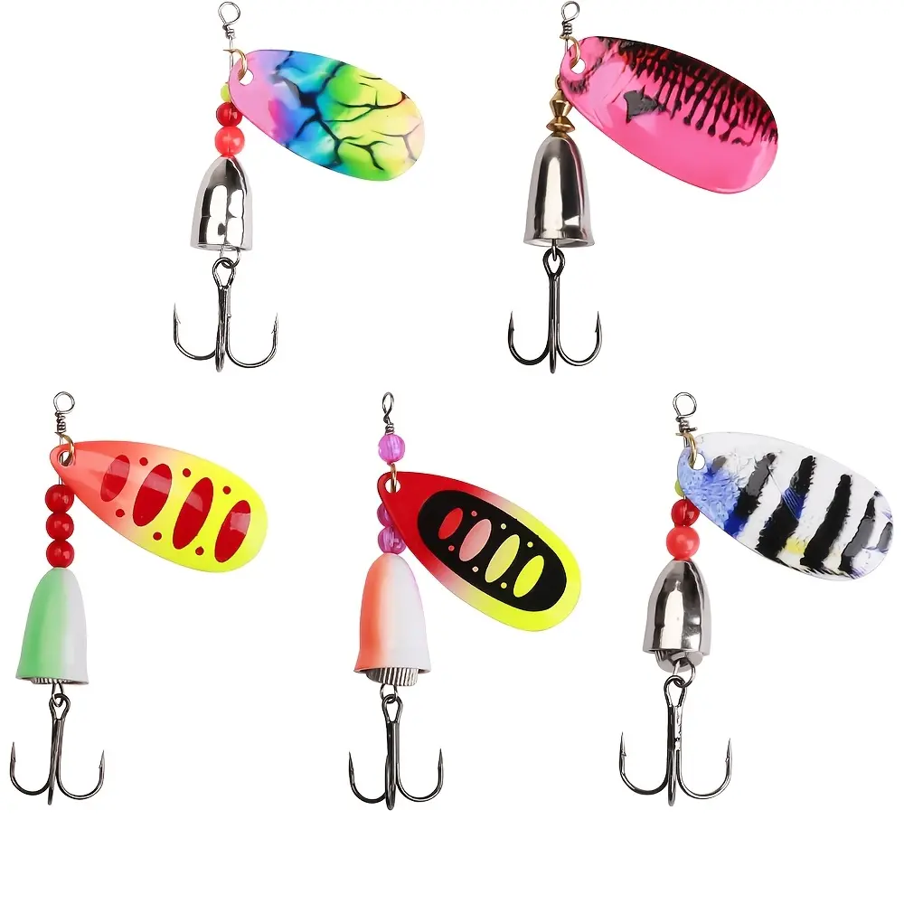 FTK 5pcs Fishing Spinner Baits For Freshwater And Saltwater, Rooster Tail Fishing Lures For Trout Bass Walleye Crappie Salmon Pike, Blade Bait With Copper Blade Best Gifts