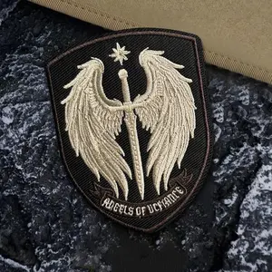 Angels Of Defiance Embroidered Patch Winged Sword Morale Badge Hook Loop Holy Warrior Archangel Army Combat Vest Backpack Gear Embroidery Patch
